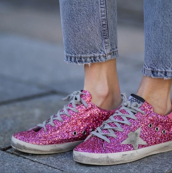 Golden Goose Shoes - Golden Goose Pink Glitter Sneakers 5.5